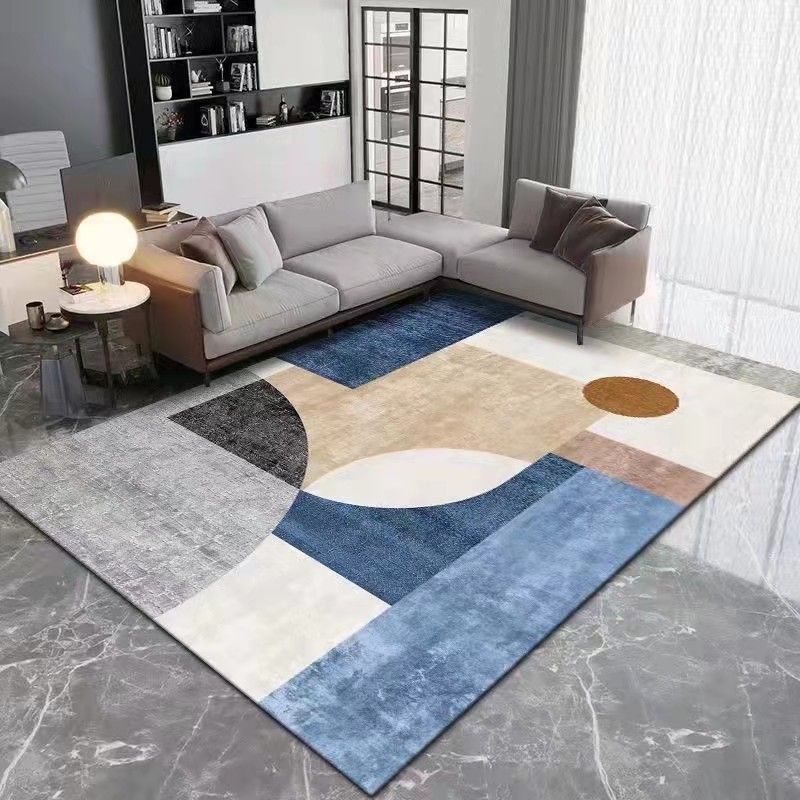 Brown Simple Rug Polyester Color Block Rug Washable Area Rug for Living Room