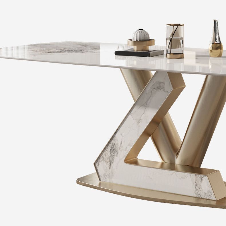 Rectangle Dining Table Set 1/5 Pcs Metal Frame Dining Table and Chairs