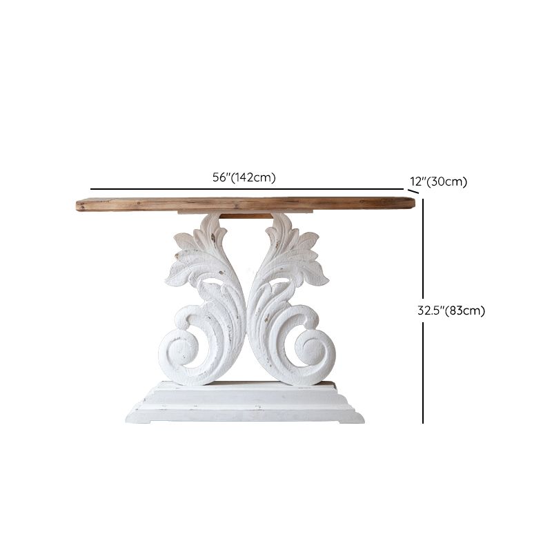 Wood Rectangle Console Table Distressed French Country Accent Table
