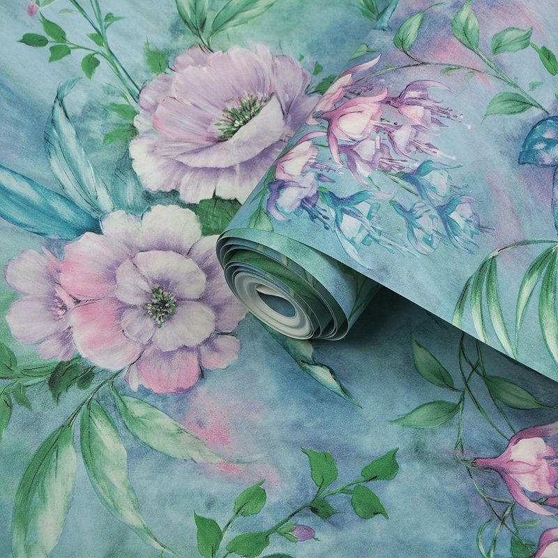 Natural Color Modern Wall Covering Flower and Plant Wallpaper Roll for Accent Wall