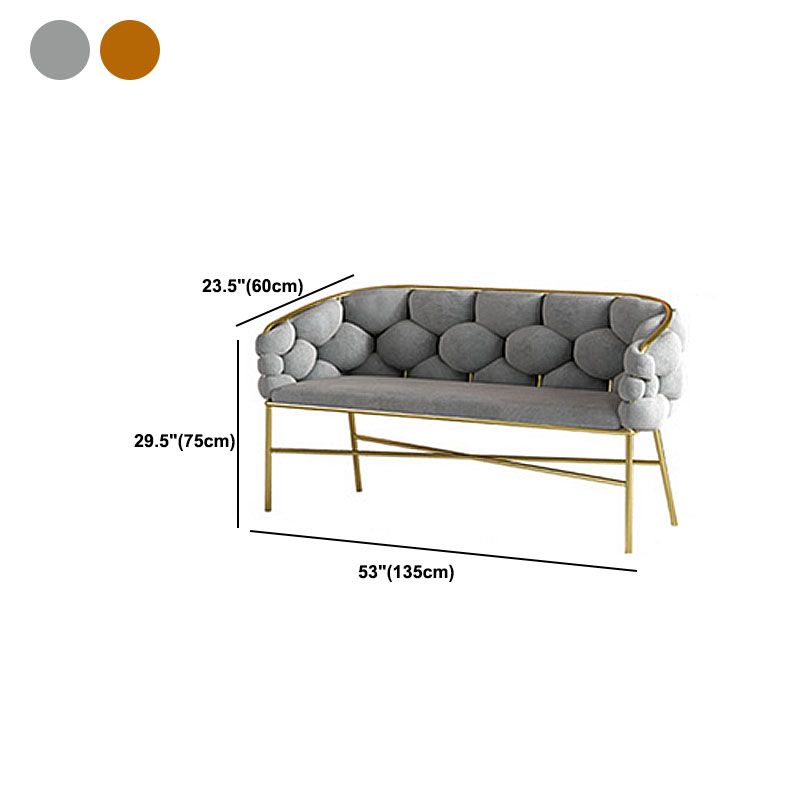 Biscuit Back Sofa 23.62" Deep Sloped Arm Sofa with Gold Frame