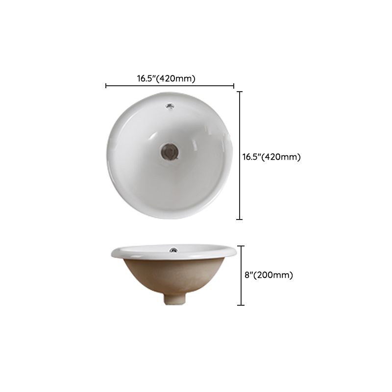 Traditional Drop-in Bathroom Sink Oval Porcelain with Overflow and Faucet Basin