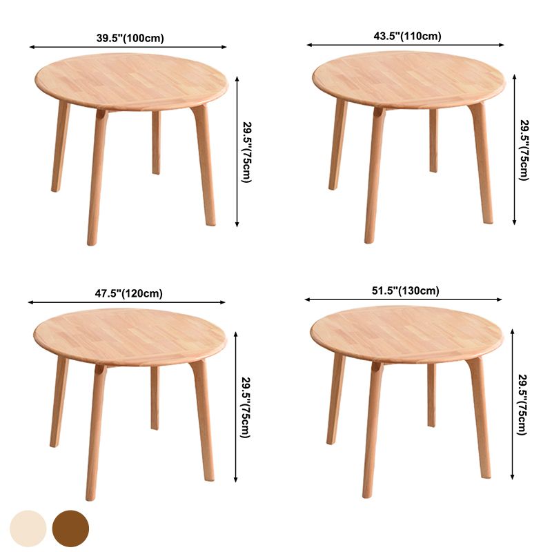 Rubberwood Solid Wood Dining Table Contemporary Style Dining Site Table with 4 Legs