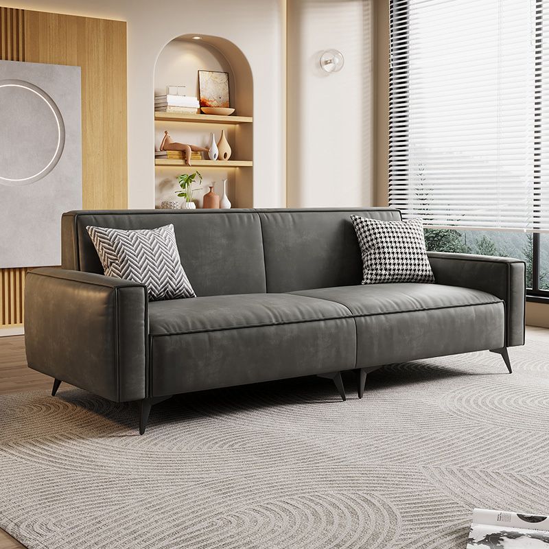 Contemporary 31.49" H Faux Leather Square Arm Sofa for Living Room