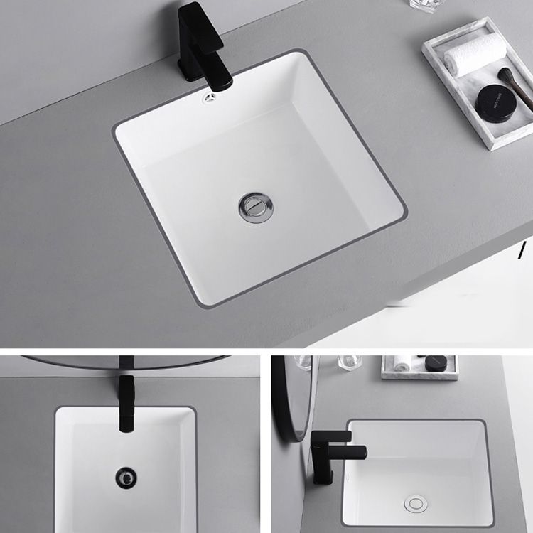 Undermount Bathroom Sink Square Overflow Drain Assemble Sink with Faucet