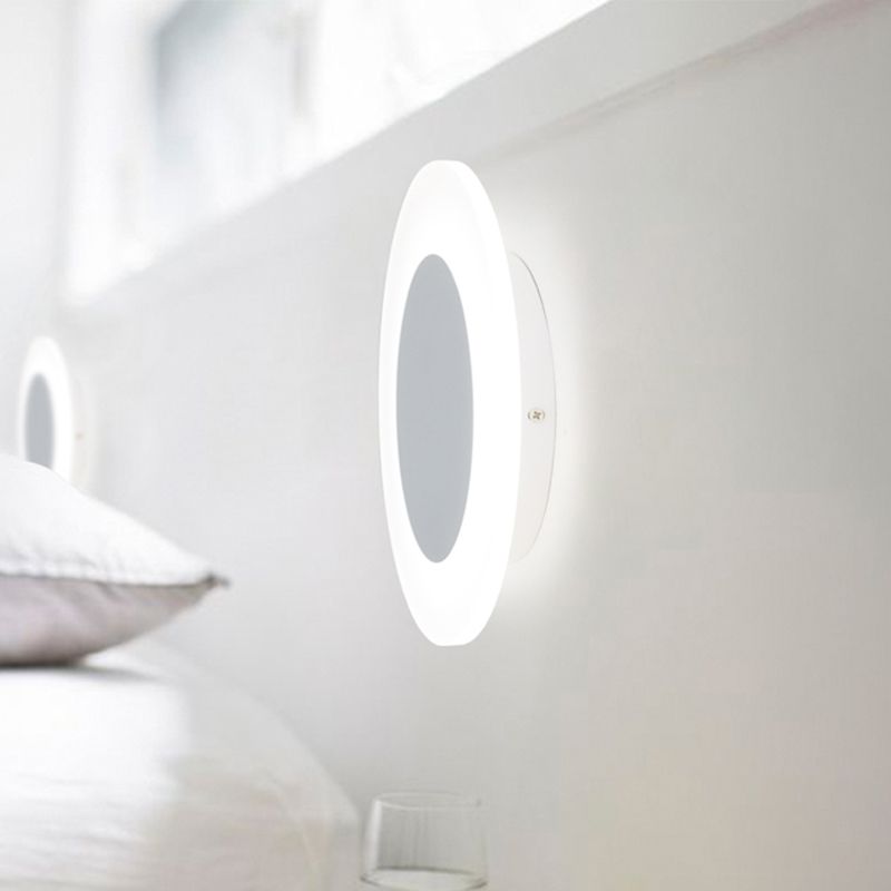 Halo Ring Acrylic Wall Lighting Fixture Simple LED White Wall Sconce Lamp in Warm/White Light