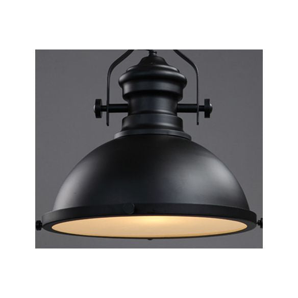 Retro Industrial Dome Shade Pendant Light Metal 1-Light Pendant Lighting With Swivel Joint in Black