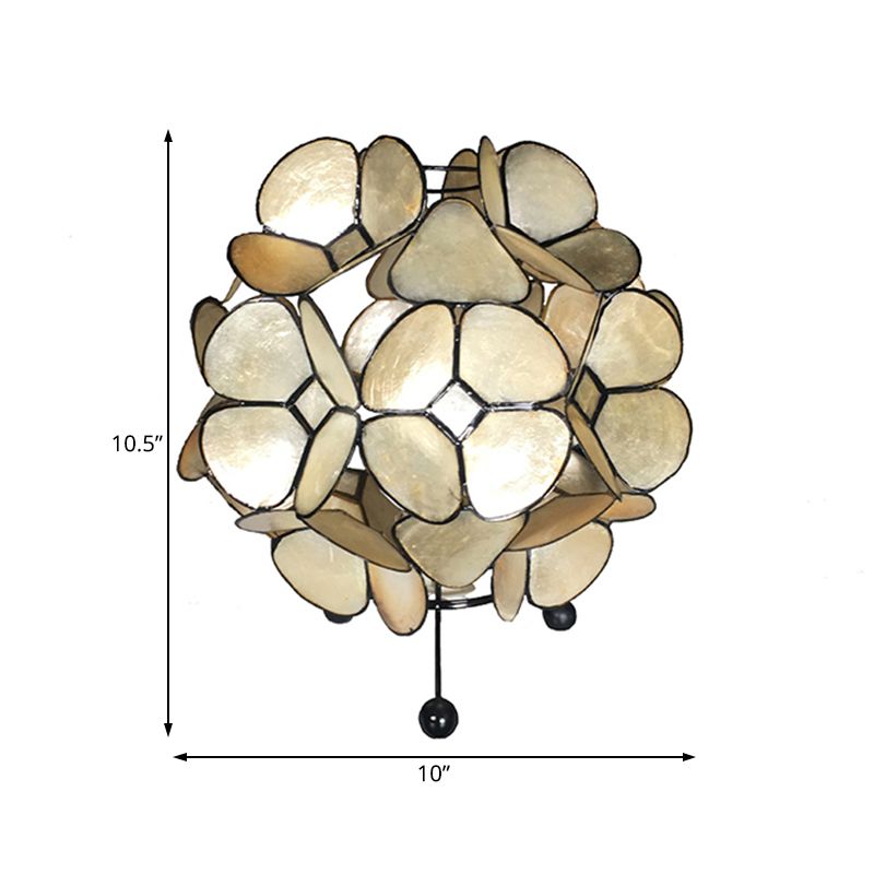1 Light Bedroom Reading Book Light with Globe Natural Shell Shade Gold Task Lighting