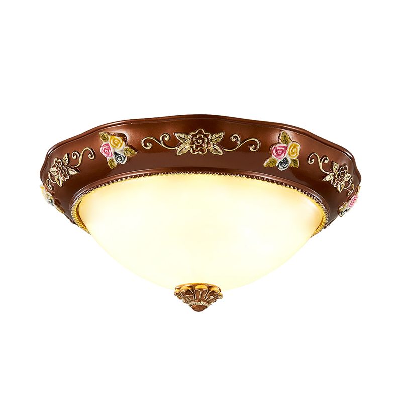 Lampada da incasso affusolata per camera da letto in resina vintage a 3 luci 11"/15"/19" ampia plafoniera rosso marrone
