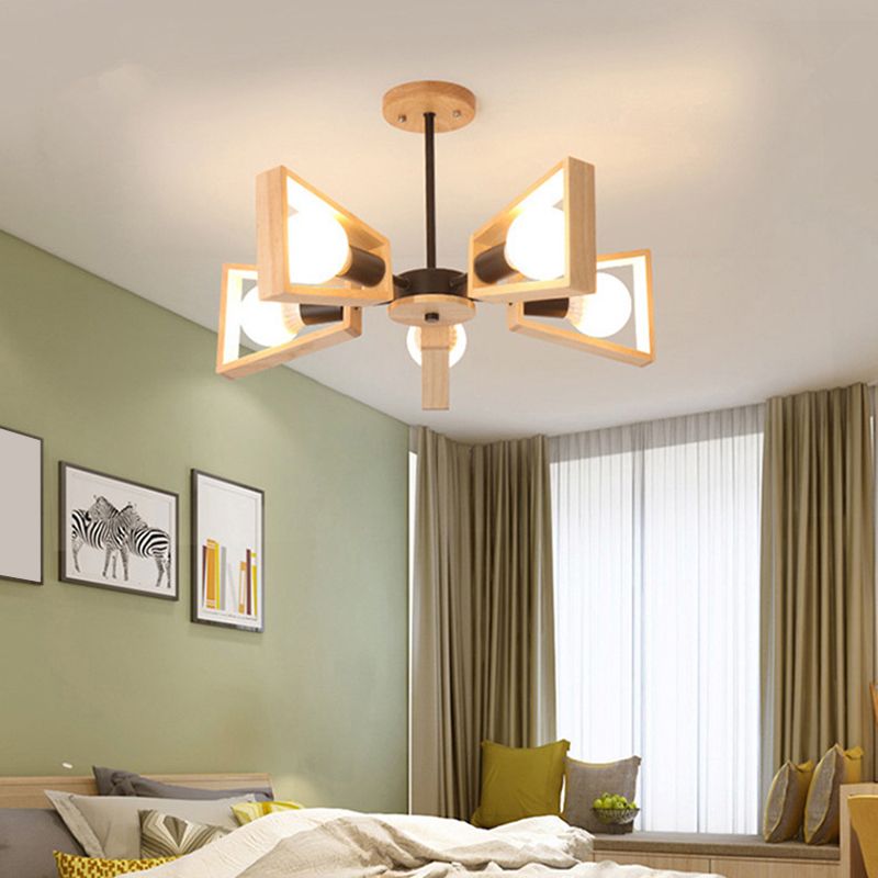 Iluminación de techo de madera en forma de abanico estilo lámpara de lámpara blanca para comedor para comedor