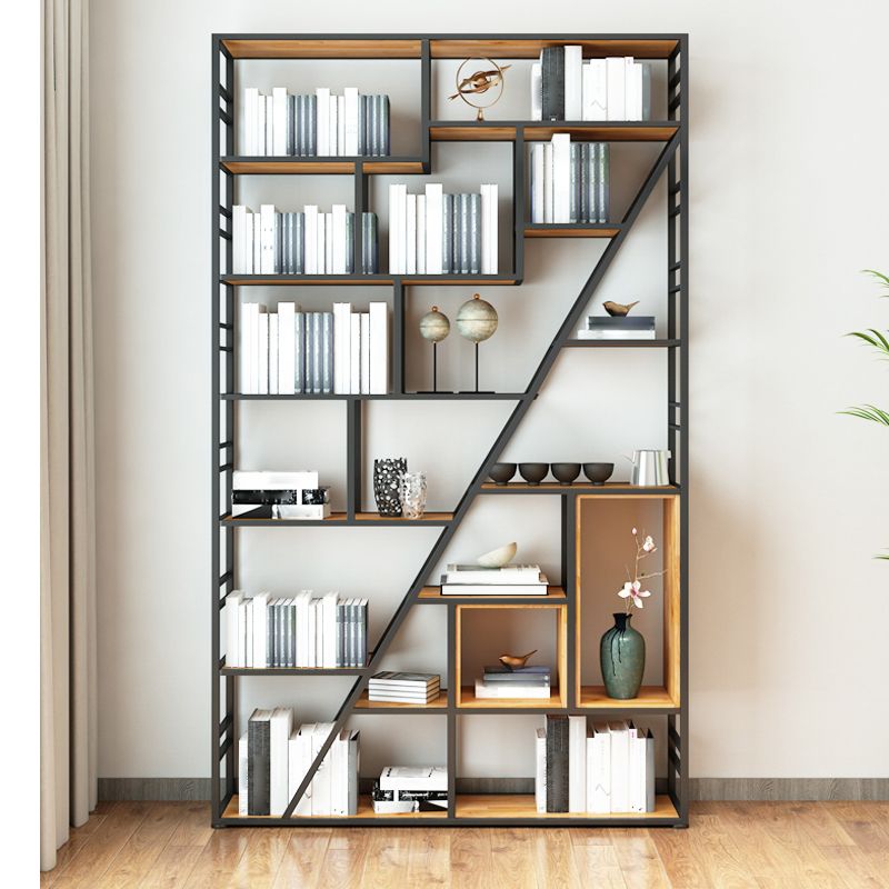 Modern Bookcase Metal and Wooden Shelf Bookcase for Study Room