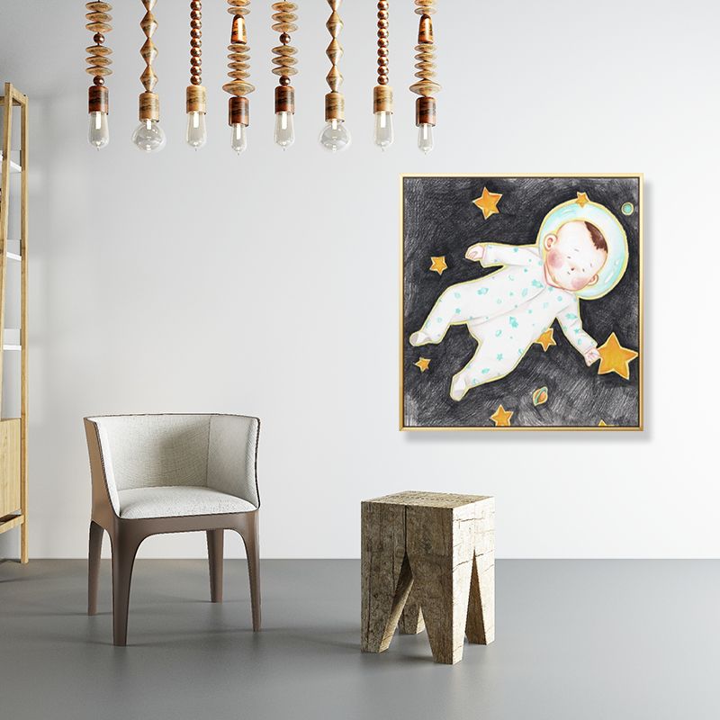 Textured Pastel Wall Art Kids Style Illustration Infant Canvas Print for Nursery