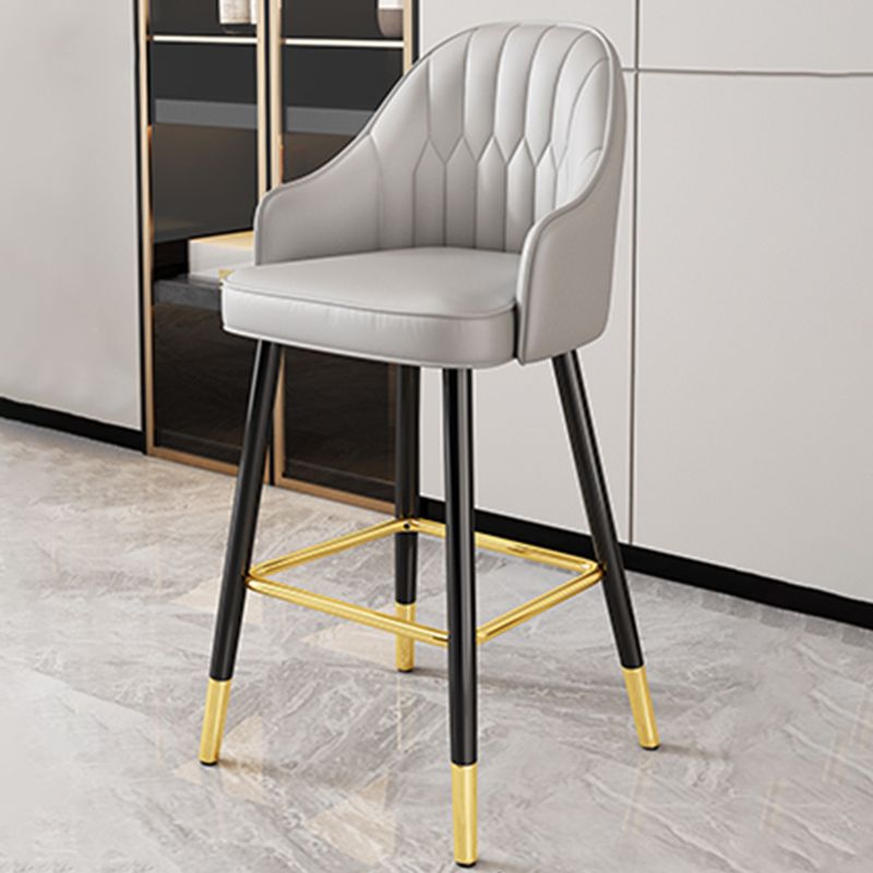 Modern Restaurant Armed Stool Matte Finish Leather Bar Stool