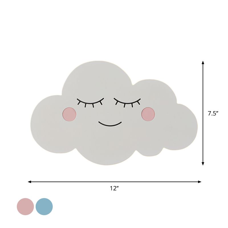 Metal Cloud-Shaped Wall Lighting Modern Style Pink/Blue Finish LED Sconce Light for Bedroom