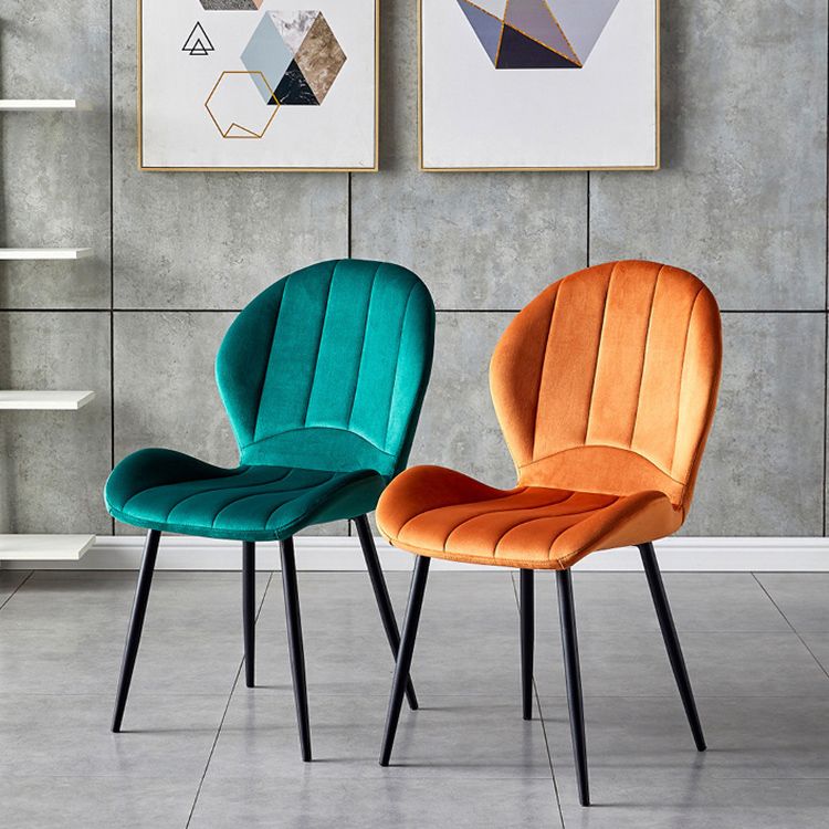 Home Scandinavian Side Chair Wingback Metal Upholstered Dining Room Chair