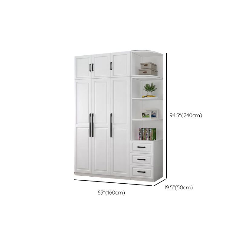 Freestanding Wood Frame Wardrobe Modern Hinged Soft Close Doors Wardrobe and Drawers