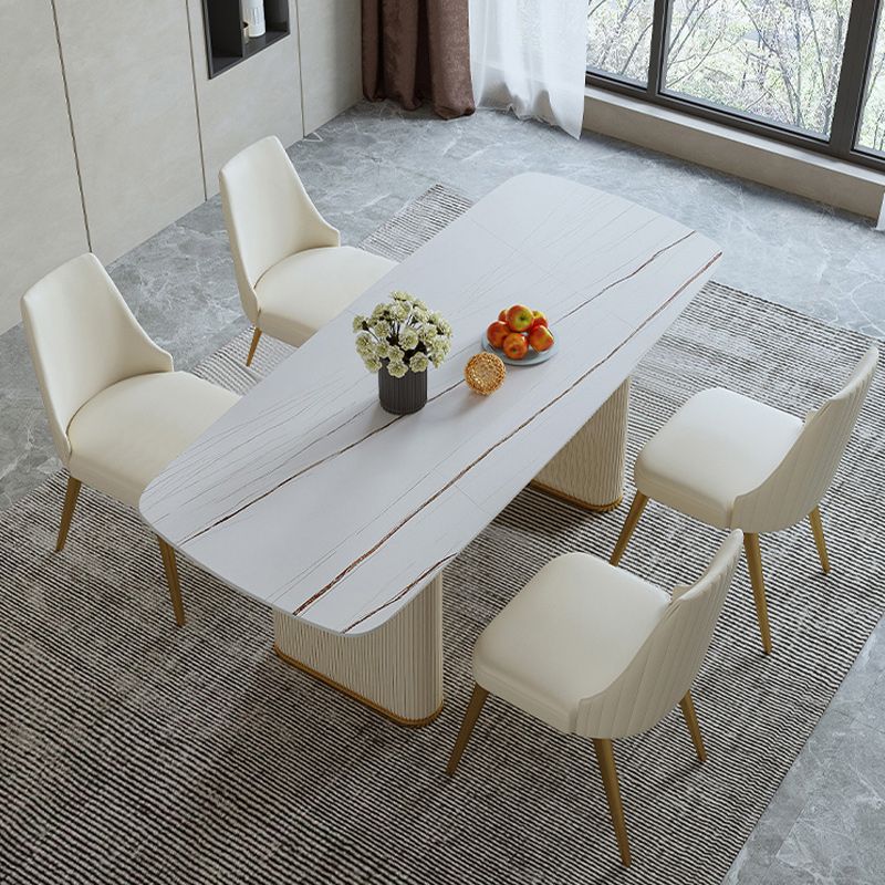 1/2/5/7 Pieces Dining Set Glam Style Rectangle Sintered Stone Dining Table Set