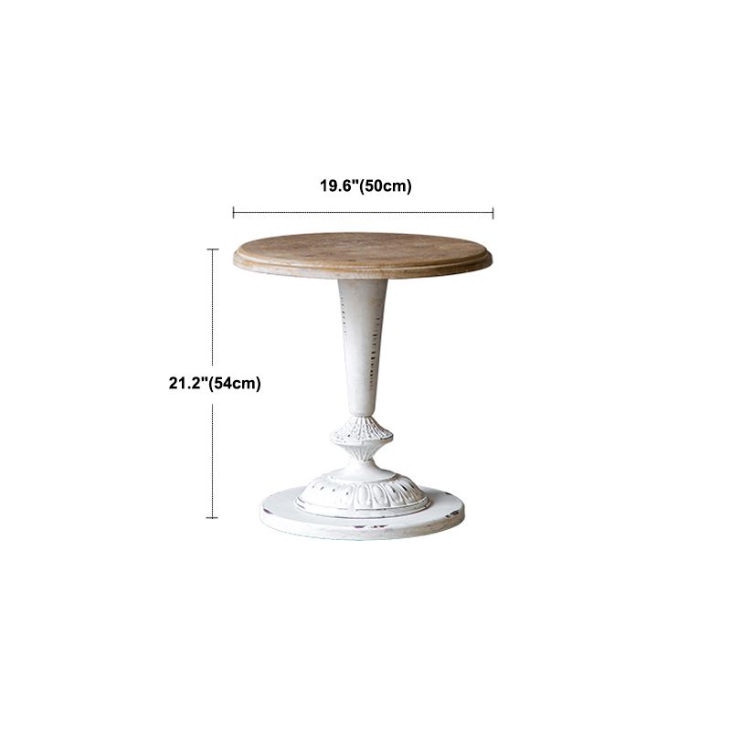 French Country Distressed Cocktail Table Wooden Round Top Shape Coffee Table