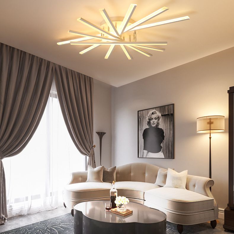 Minimalismo moderno Metal Semi Flush Mount Lighture 7 LE LEACH LED LED SEMI FLUSH PARA SALA