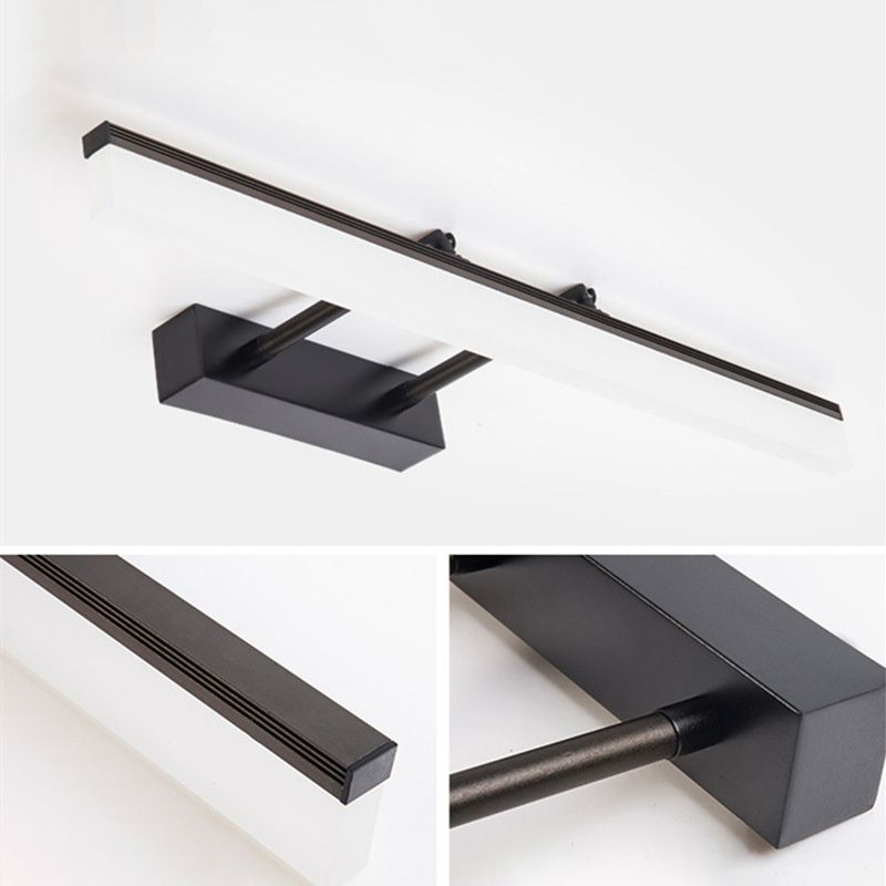 Gerade Badezimmerwand montiertes Licht Aluminium LED Nordische Wandleuchten in Schwarz