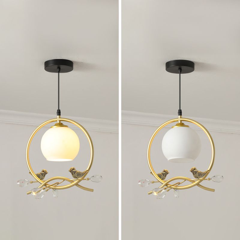 Sphère contemporaine luminaire luminaire 1 les lampes de montage à chasse d'eau légère avec oiseaux