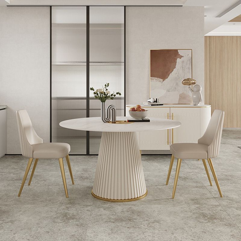 Modern Pedestal Table Steel Base Round Dining Table for Home Kitchen