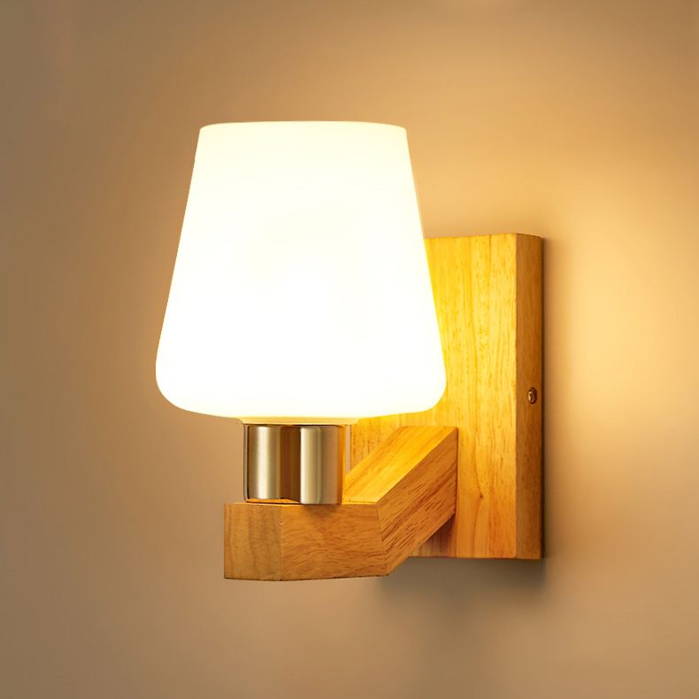 Estilo contemporáneo Luces de apliques de pared geométrica madera 1 lámpara de luz liviana