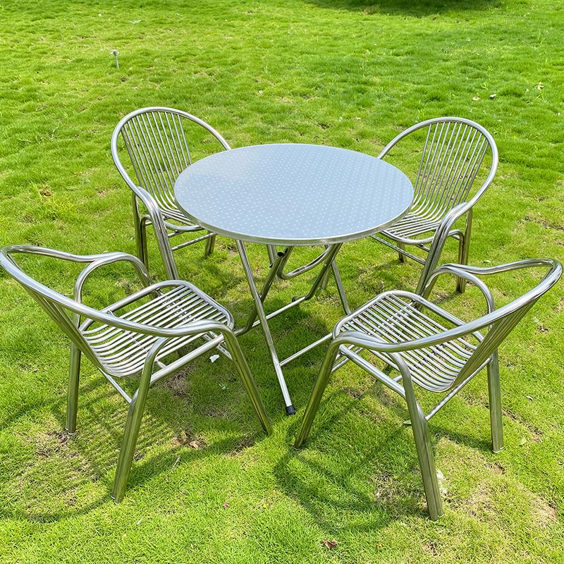 Industrial Armchair Open Back Metal Steel Patio Dining Chair with Arm