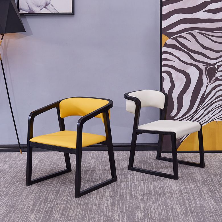 Chaises de salle à manger d'appoint en bois style contemporain Chaises d'appoint de salle à manger à dossier ouvert (Ensemble de 2)