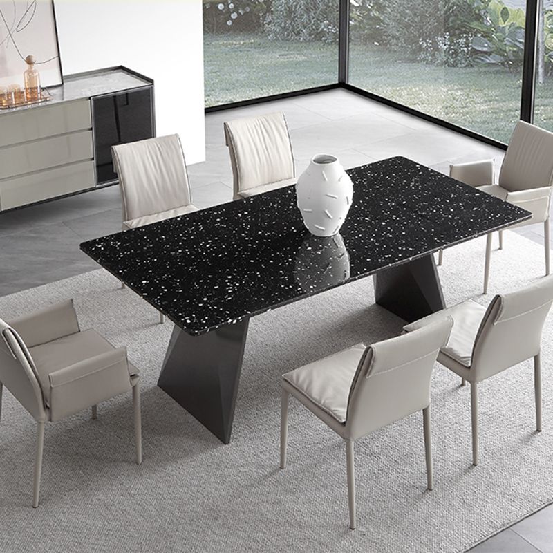 Black Stone Dining Table Set 1/2/4/5/7 Pieces Metal Modern Dinette Set
