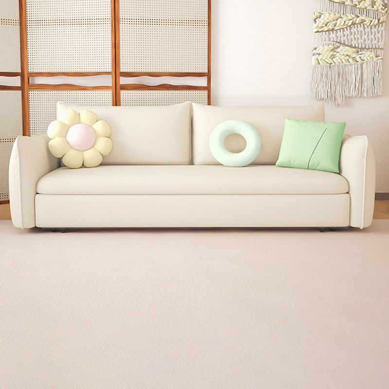 Scandinavian White Sleeper Sofa Bonded Leather Futon Sofa Bed