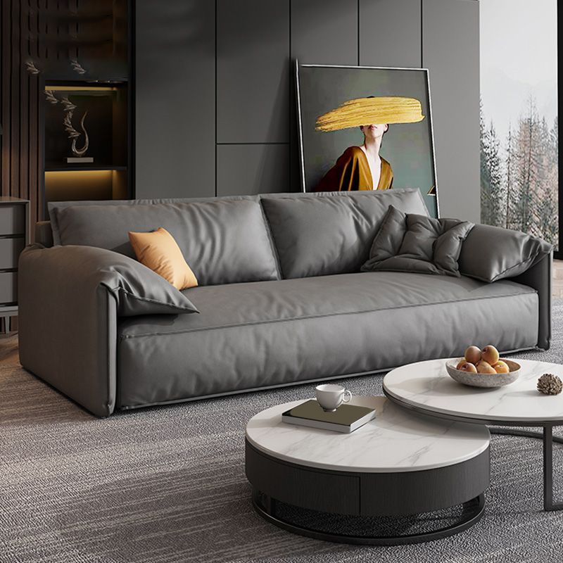 Contemporary Standard Square Arm Sofa Couch in Grey for 2/3/4 People