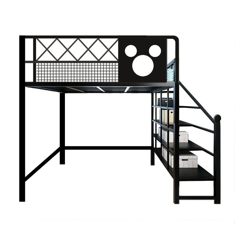 High Loft Bed with Stairway Modern Metallic Beds No Theme Kids Bed