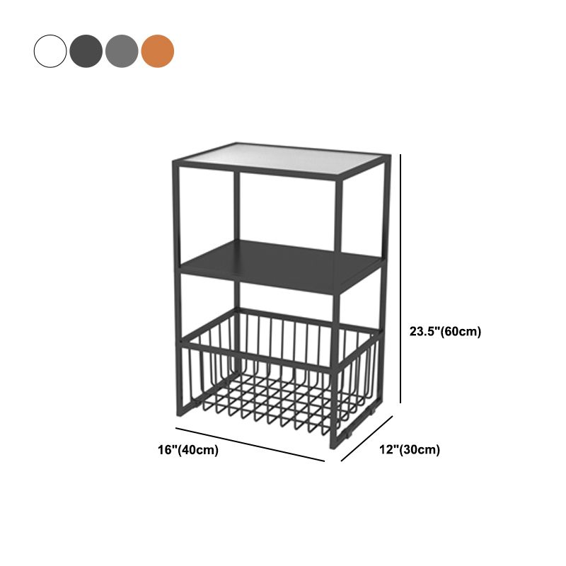 Contemporary Open Storage Nightstand Metal Night Table with Shelves