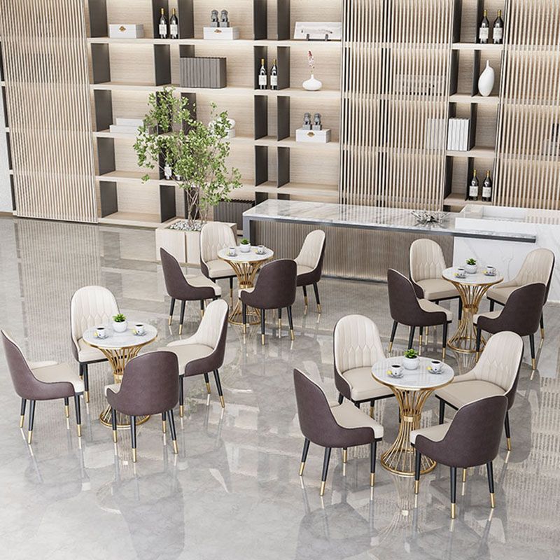 Glam Metal Dining Room Chair Armless Parsons Chair for Restaurant Use