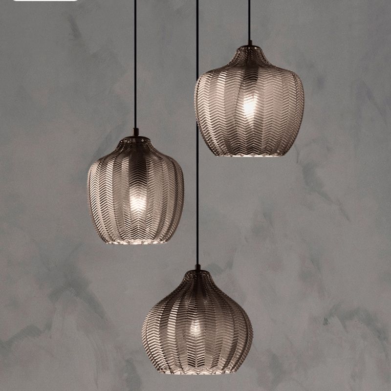 Wavy Glass Shaded Hanging Lamp Nordic Style Single Pendant Ceiling Light for Dining Room