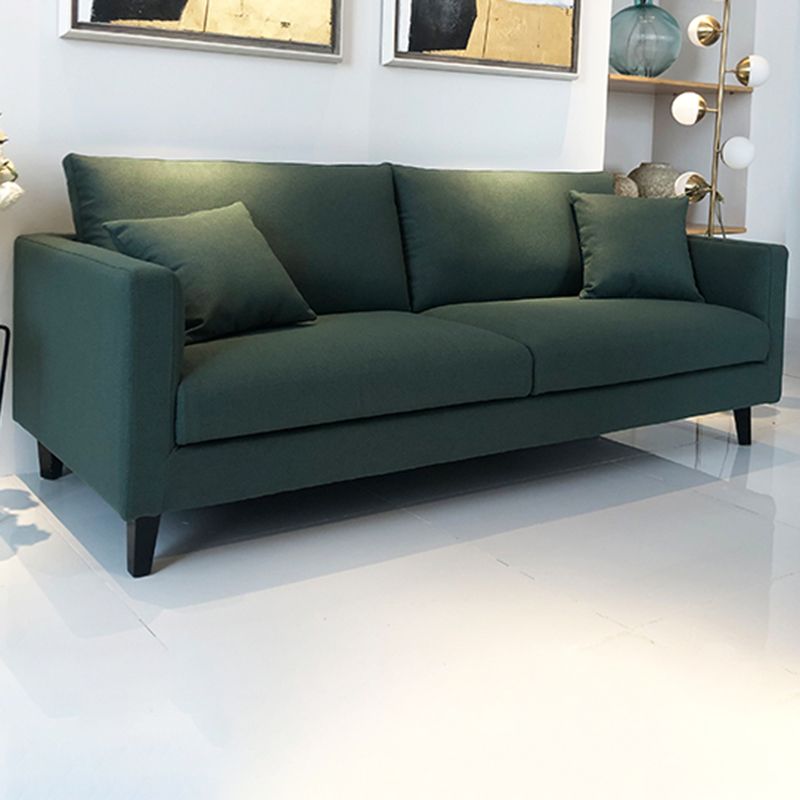 Contemporary Linen Tuxedo Arm Standard Sofa with Loose Back for Living Room