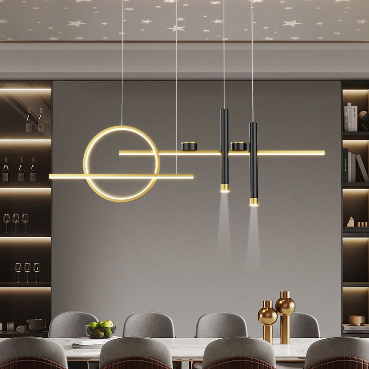 7 luces de isla geométrica ligera Candelera de isla de metal contemporánea