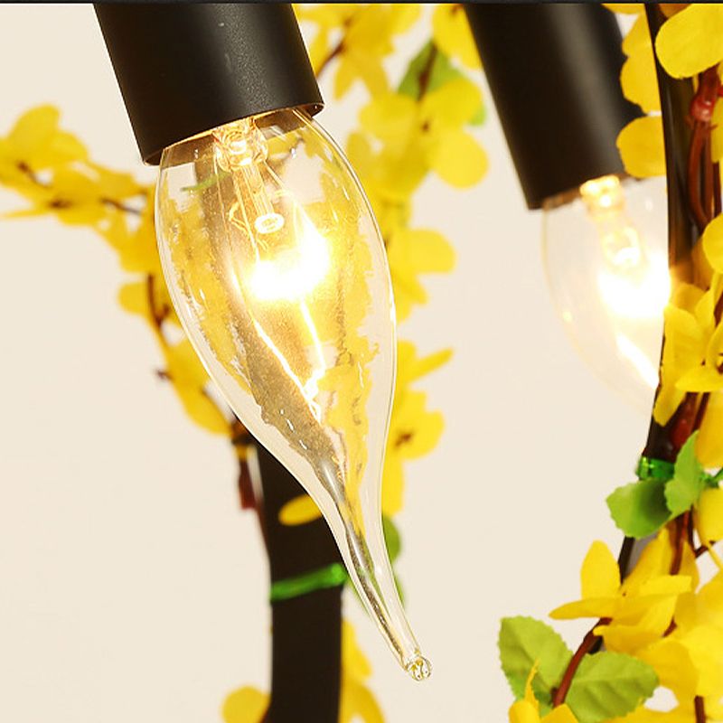 5 cabezas Candelier de colgante de hierro Canasta de flores negras tradicionales Compensión de techo de suspensión de restaurante