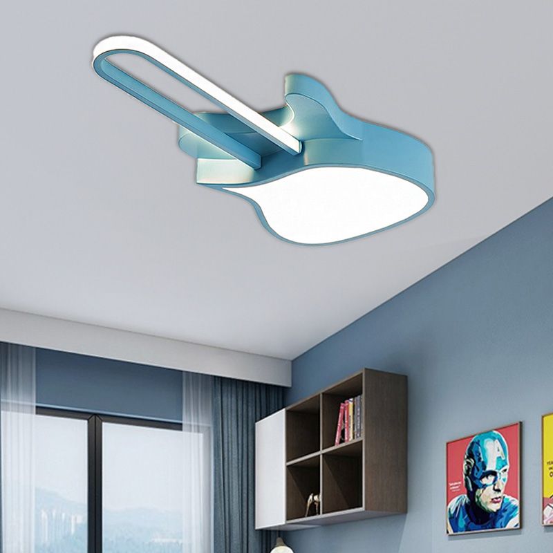 23"/26" W Gitaarvorm Inbouwverlichting Cartoon Acryl LED Blauw/Roze Plafondlamp voor Slaapkamer, Warm/Wit Licht