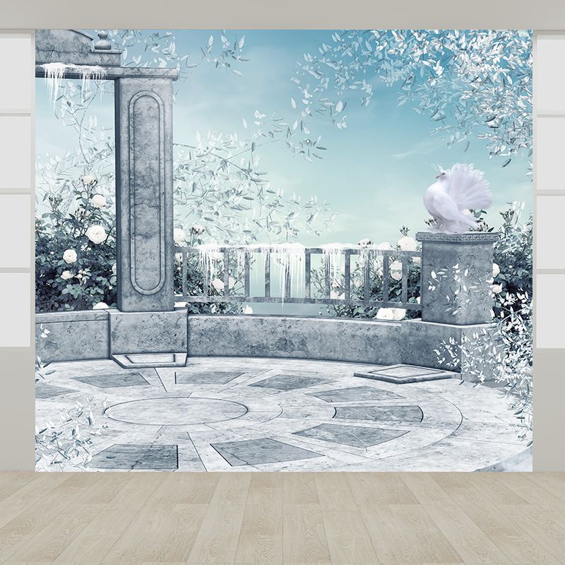 Stain Resistant Winter Courtyard Mural Non-Woven Texture Modern Wall Decor for Girls Room
