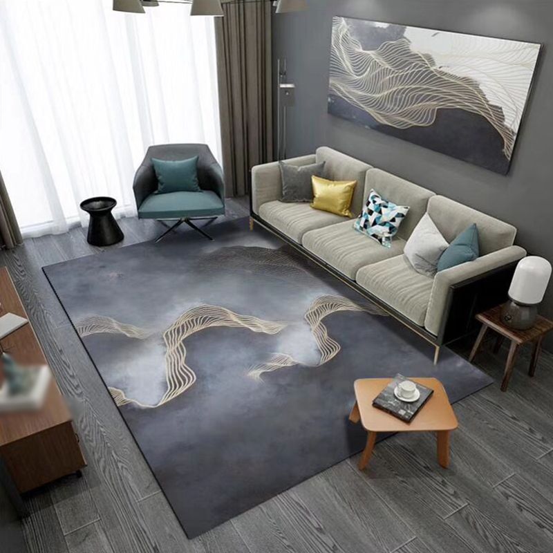 Contemporary Abstract Art Carpet Polyester Area Rug Stain Resistant Indoor Carpet for Living Room
