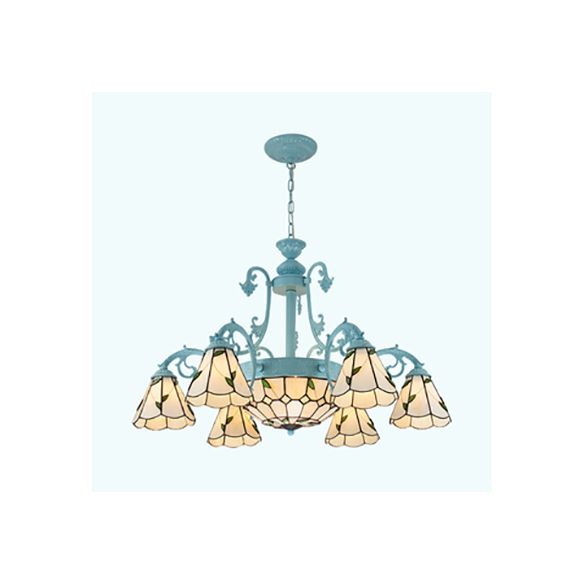 Luce del soffitto appendere a foglie rustiche con catena metallica vetrate in vetro lampadario interno