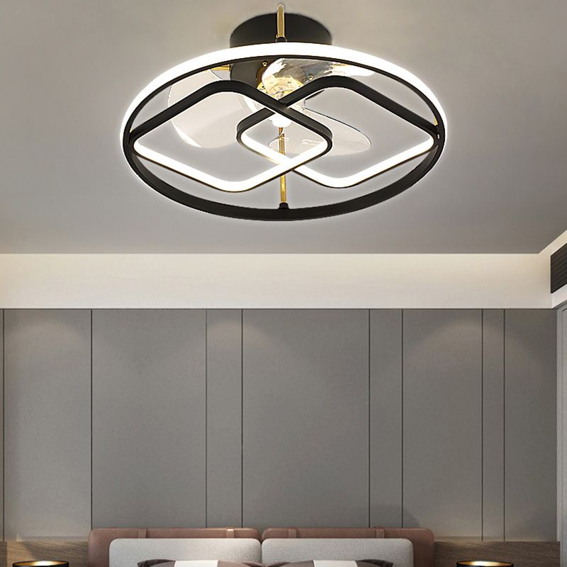 Minimalistische kreisförmige Deckenventilator Leuchte Acryl Schlafzimmer LED LED LEMI BUSH MOUNT LAUT