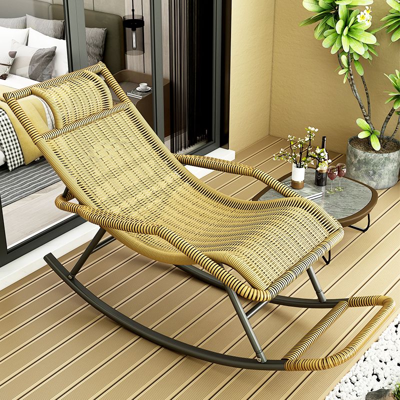 Modern Rocker Wicker Woven Rope Reclining Rocking Accent Chair