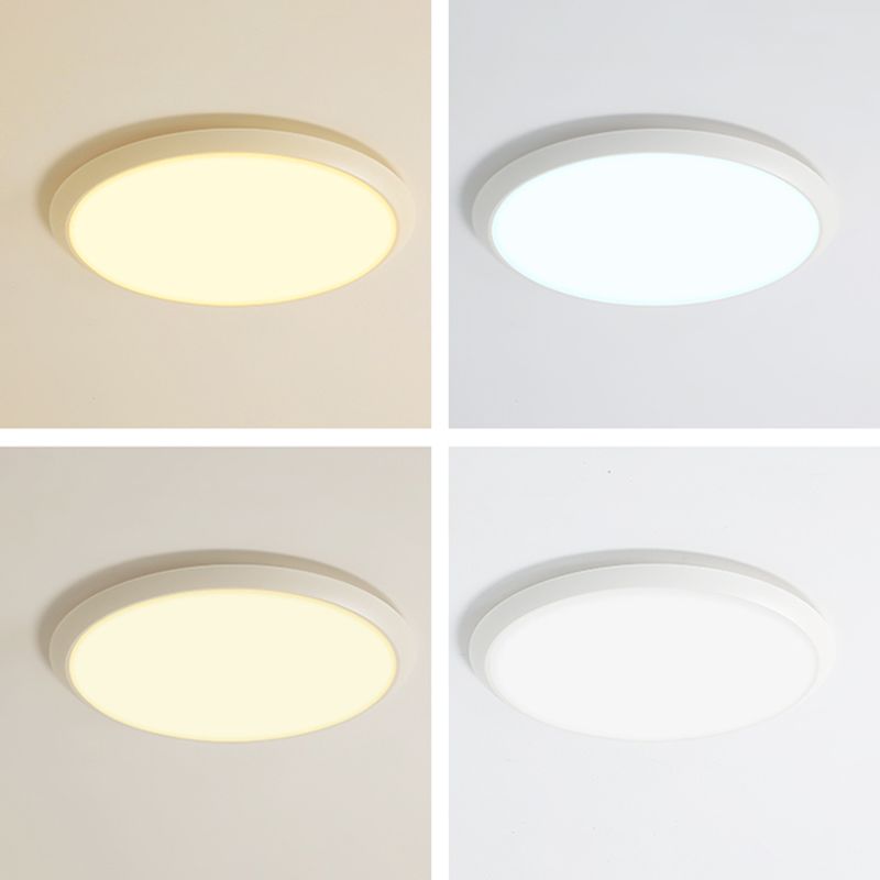 Lámpara de techo empotrada de forma redonda de metal, iluminación empotrada de 1 luz de estilo moderno en blanco
