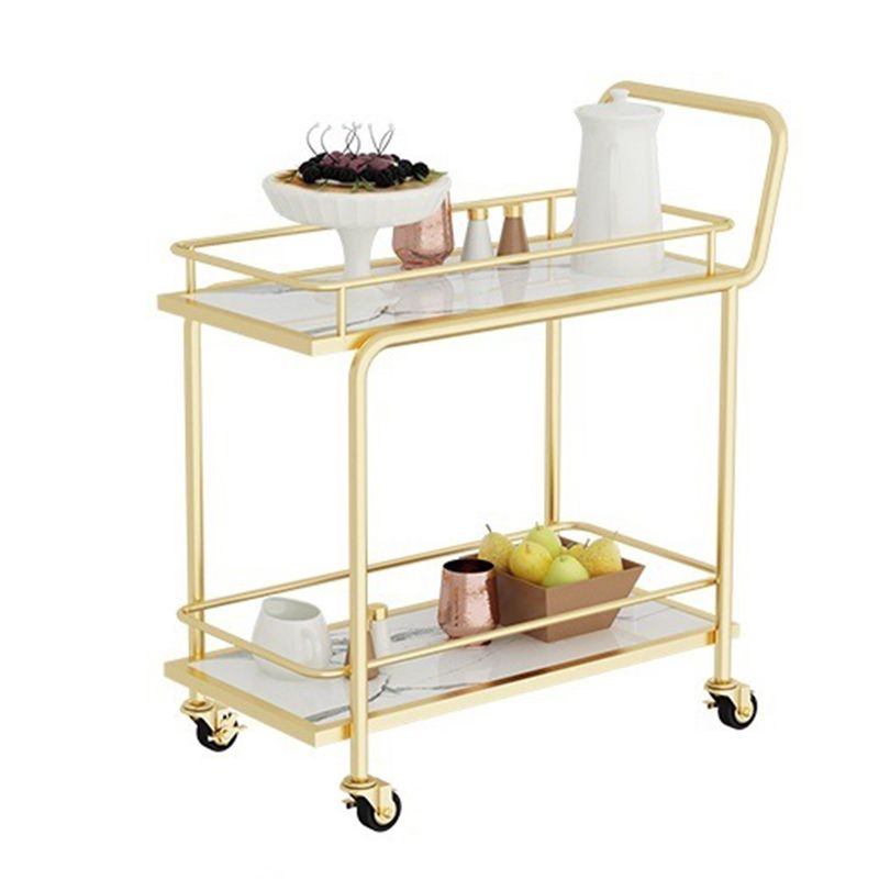 Modern Home Dining Prep Table Rolling Metal Open Storage Prep Table