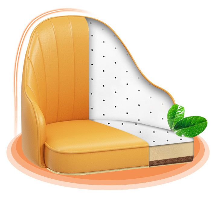 Scandinavian Metal Barstool Low Back Faux Leather Cushion Stool with Footrest