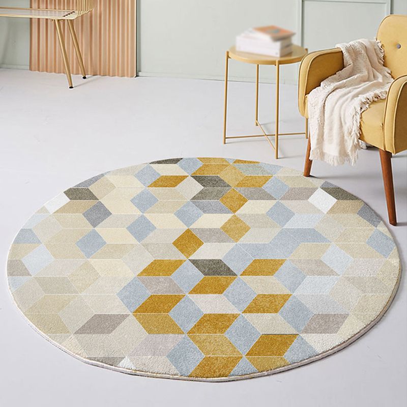Brown Simple Carpet Polyester Geometry Carpet Stain Resistant Carpet for Drawing Room