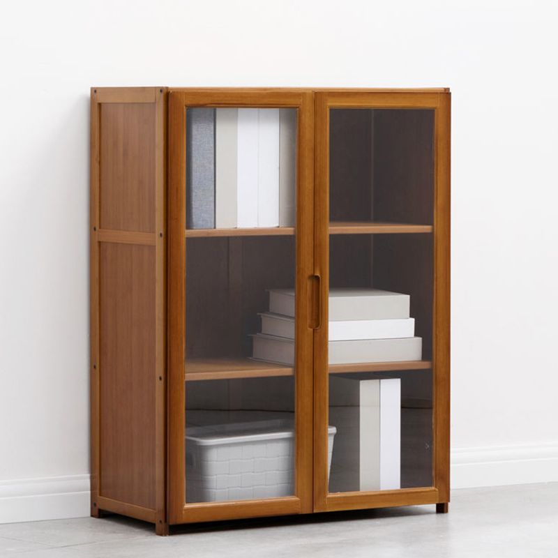 Brown Brown Shelf Bookcase Bedroom Closed Back Shelf with Cabinets
